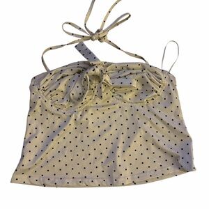 SHEIN Polka Dot Halter Top - White and Black